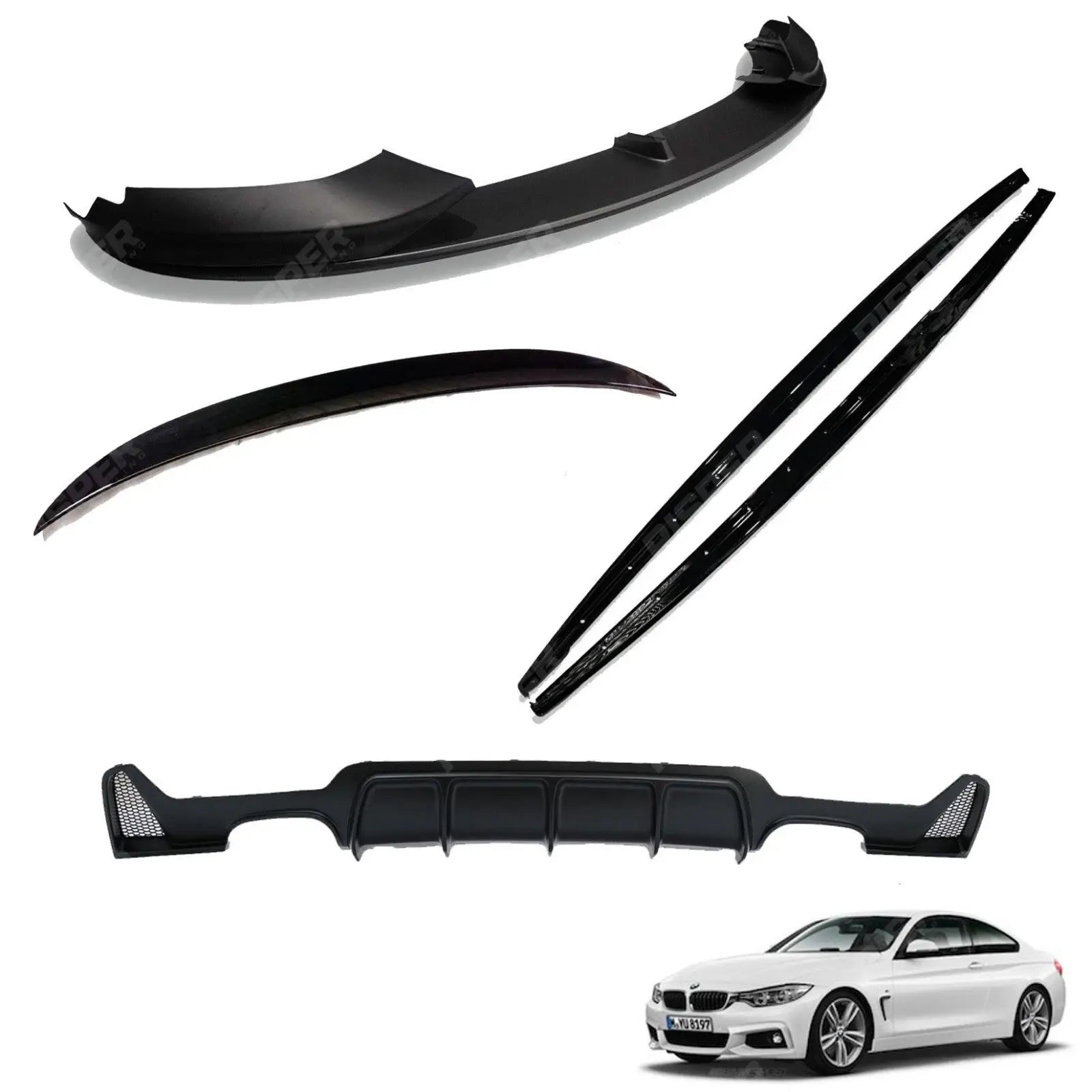 BMW 4 Series F32 M Sport 2014 - 2020 Matte Black Full Aero Body Lip Kit - Diffuser 00__00 Main image