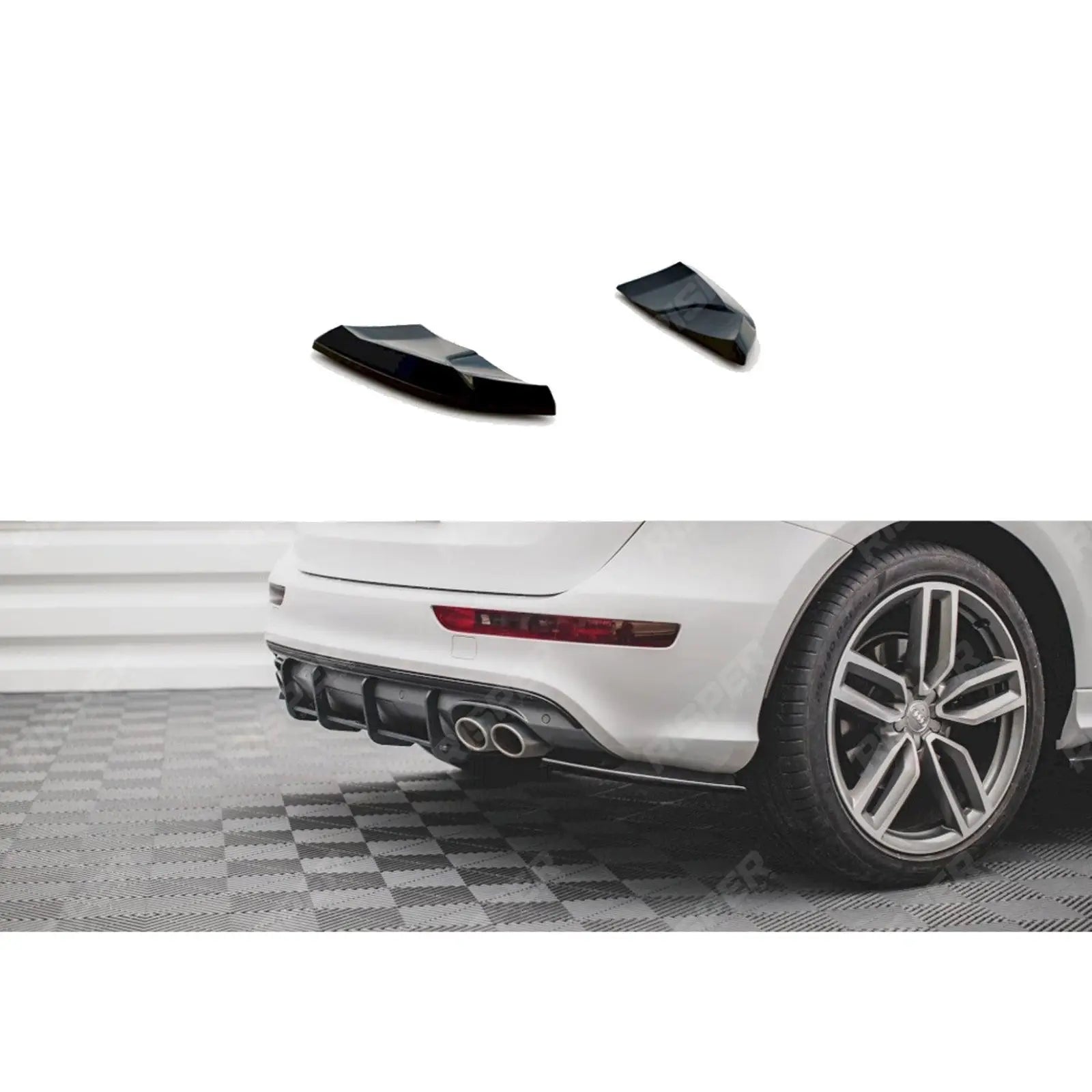 AUDI SQ5 MK1 (8R) 2012 - 2017 - MAXTON REAR BUMPER SPLITTERS - GLOSS BLACK Main image