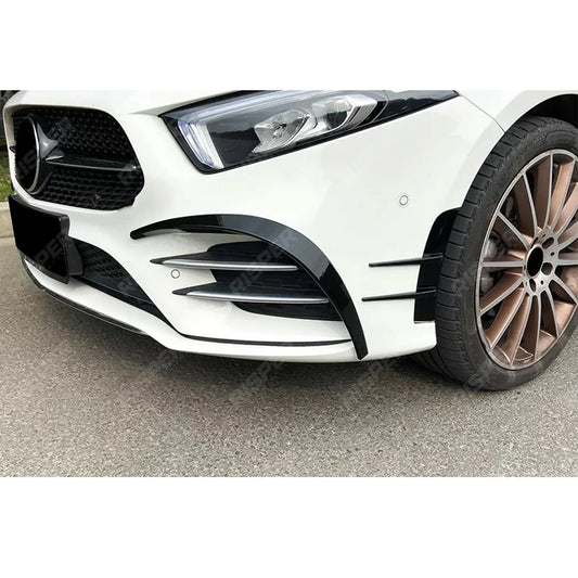 MERCEDES A CLASS AMG LINE 2018-2024 SEDAN / HATCHBACK FRONT CANARDS IN GLOSS BLACK Body Trims