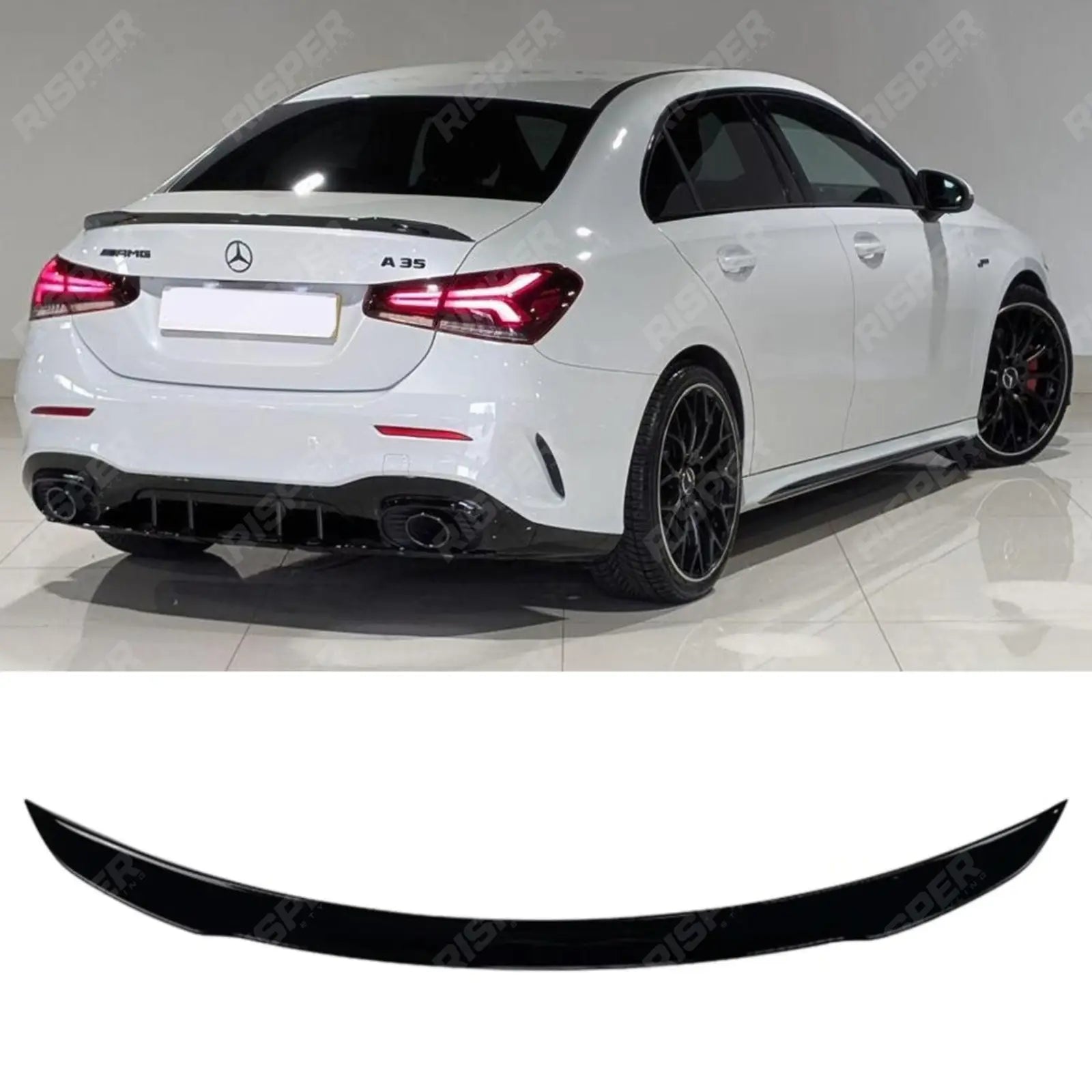 MERCEDES A CLASS SALOON (V177) 2018+ ’A35 A45 AMG STYLE’ REAR BOOT SPOILER IN GLOSS BLACK Spoiler Main image