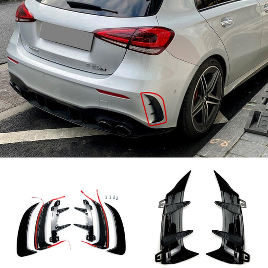 MERCEDES A CLASS W177 2019+ REAR BUMPER VENTS IN GLOSS BLACK - RisperStyling
