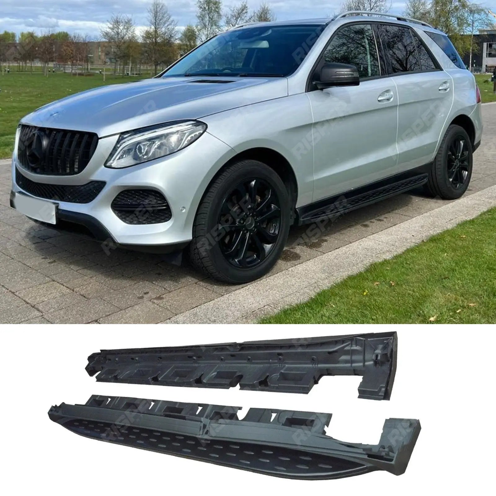 MERCEDES BENZ ML / GLE W166 2012 ON OEM STYLE SIDE STEPS – RUNNING BOARDS – IN BLACK – PAIR Main image