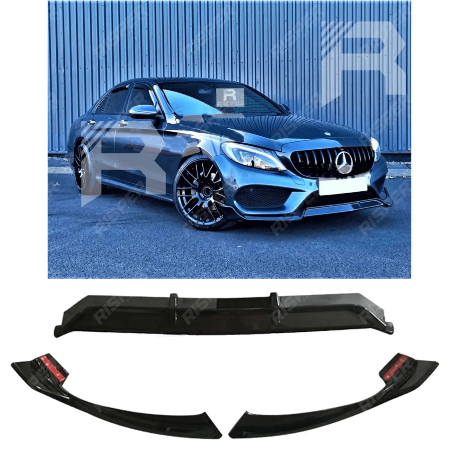 Mercedes C - Class W205 2015 - 2018 'C63S Brabus Style' Front Splitter Lip In Gloss Black Main image