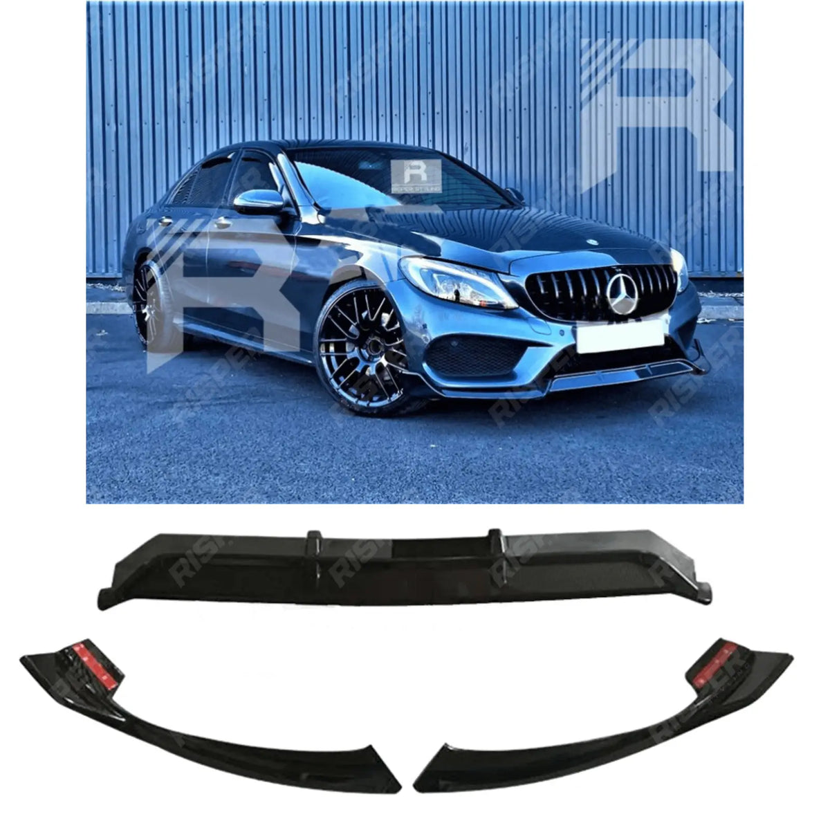 Mercedes C - Class W205 2015 - 2018 'C63S Brabus Style' Front Splitter Lip In Gloss Black
