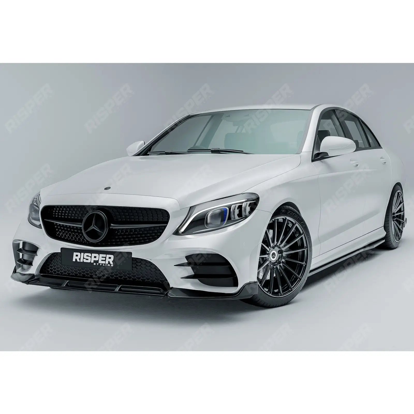 Mercedes C-Class W205 2019-2022 Facelift ’C63S Brabus Style’ Front Splitter Lip - Gloss Black Front Splitter