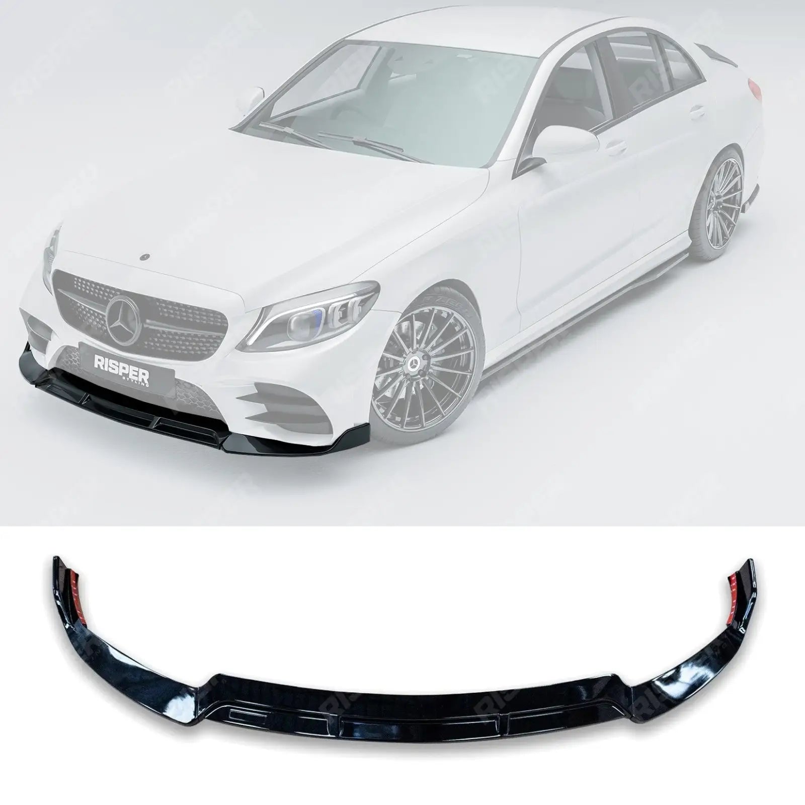 Mercedes C-Class W205 2019-2022 Facelift ’C63S Brabus Style’ Front Splitter Lip - Gloss Black Front Splitter Main image