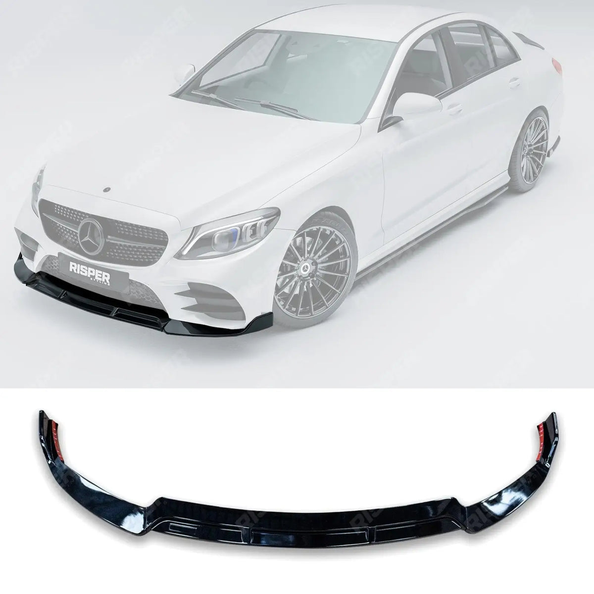 Mercedes C-Class W205 2019-2022 Facelift ’C63S Brabus Style’ Front Splitter Lip - Gloss Black Front Splitter
