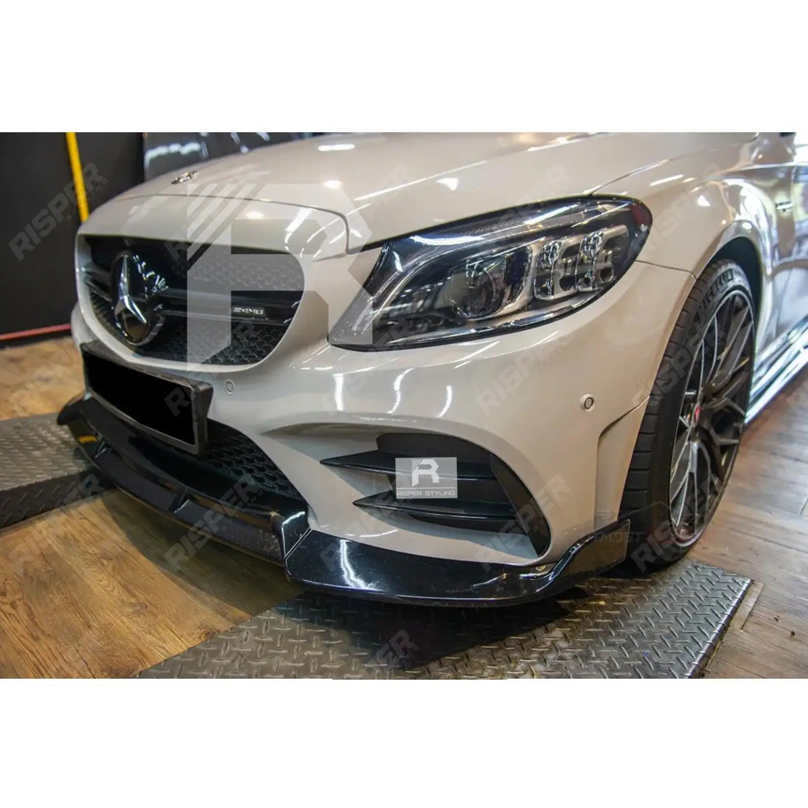 Mercedes C - Class W205 2019 - 2022 Facelift 'C63S Brabus Style' Front Splitter Lip - Gloss Black