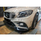 Mercedes C - Class W205 2019 - 2022 Facelift 'C63S Brabus Style' Front Splitter Lip - Gloss Black