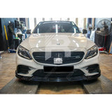 Mercedes C - Class W205 2019 - 2022 Facelift 'C63S Brabus Style' Front Splitter Lip - Gloss Black
