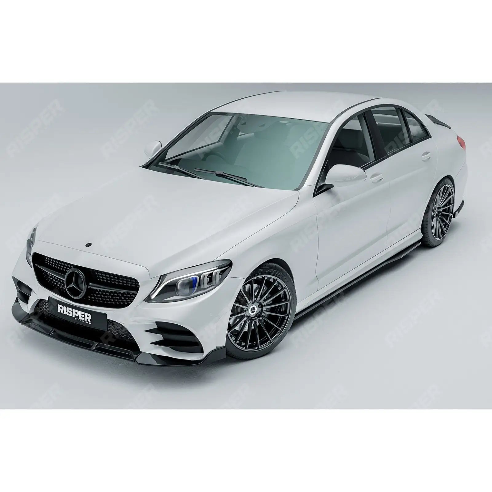 Mercedes C-Class W205 2019-2022 Facelift ’C63S Brabus Style’ Front Splitter Lip - Gloss Black Front Splitter