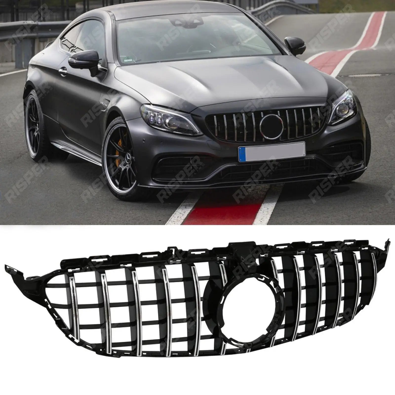 Mercedes C - Class W205 Facelift 2018 - 2020 Front Grill - Panamericana GT - R Style - Silver Main image
