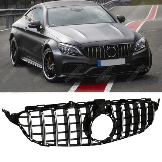 Mercedes C - Class W205 Facelift 2018 - 2020 Front Grill - Panamericana GT - R Style - Silver