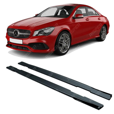 Mercedes CLA 2018+ C118 AMG Line Side Skirts Splitters In Gloss Black Side Skirt Splitters