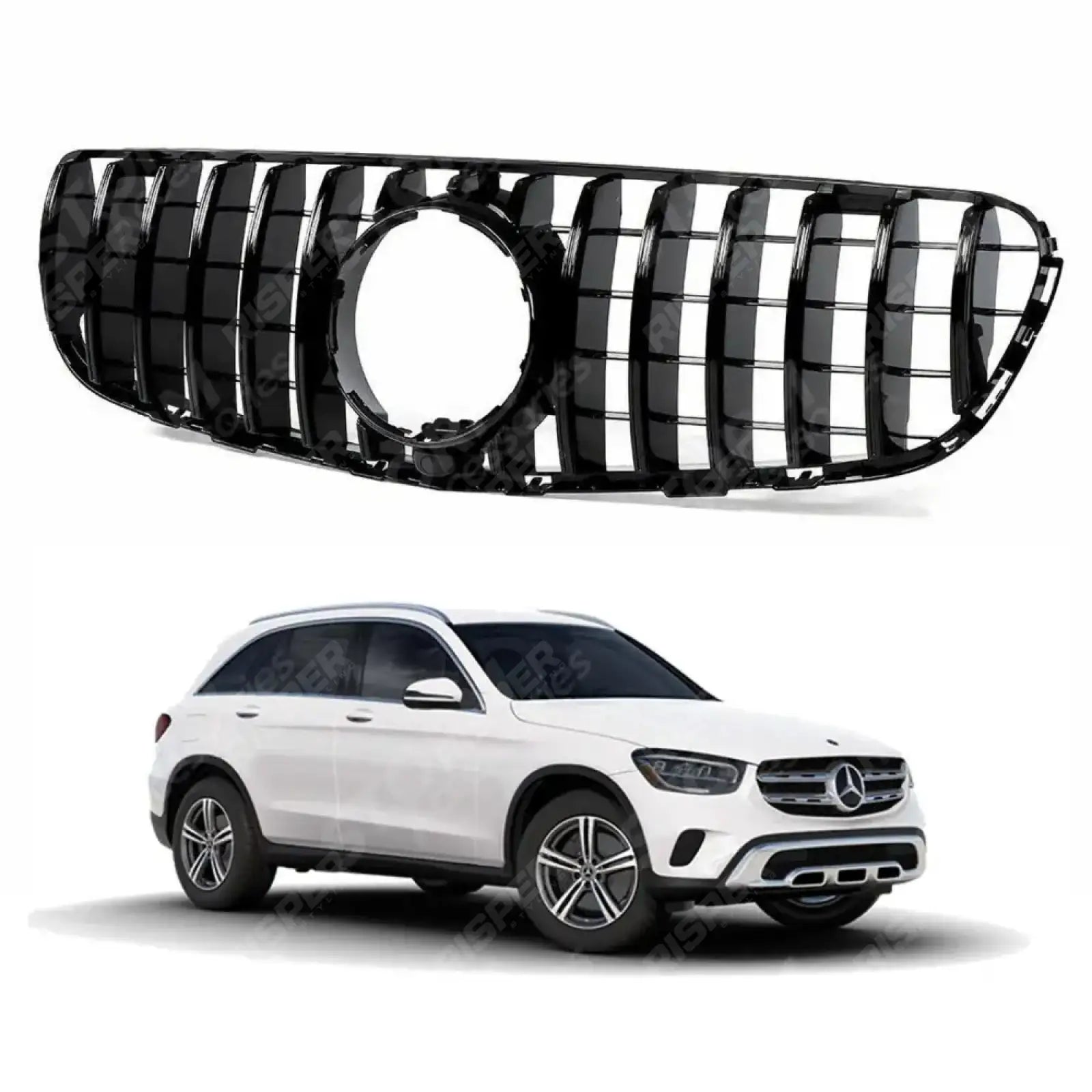 Mercedes Glc X253 2015 - 2019 Panamericana Gt Style Upgrade Front Grill - Gloss Black Grilles