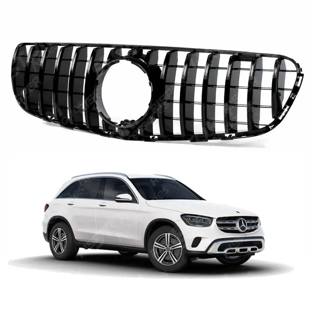 Mercedes Glc X253 2015 - 2019 Panamericana Gt Style Upgrade Front Grill - Gloss Black Grilles