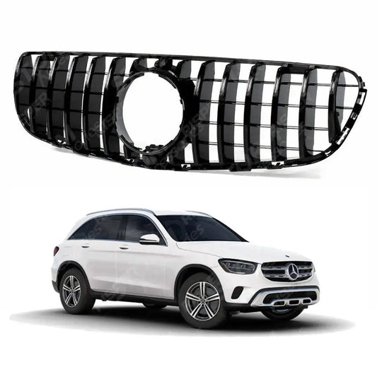 Mercedes Glc X253 2015 - 2019 Panamericana Gt Style Upgrade Front Grill - Gloss Black Grilles