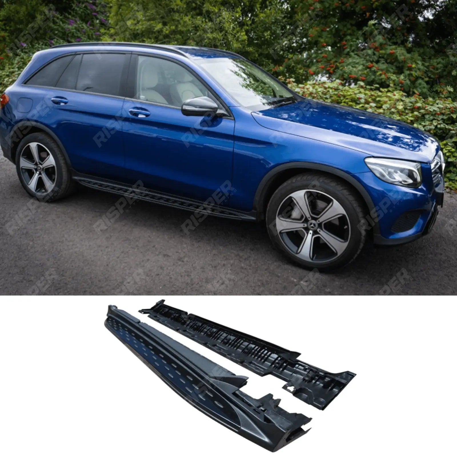Mercedes GLC X253 2015 - 2022 - OE Style Integrated Side Steps Running Boards In Gloss Black Main image