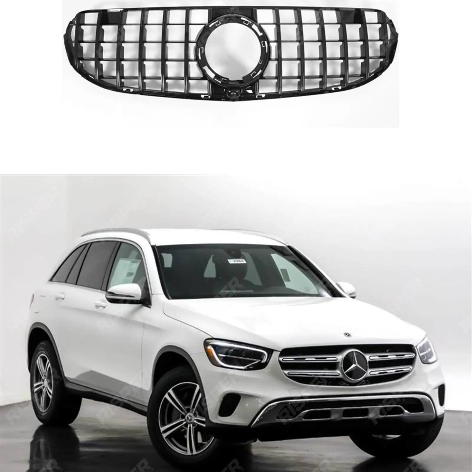 Mercedes Glc X253 2019-2022 - Panamericana Gt Style Upgrade Front Grill - Gloss Black Grilles Main image