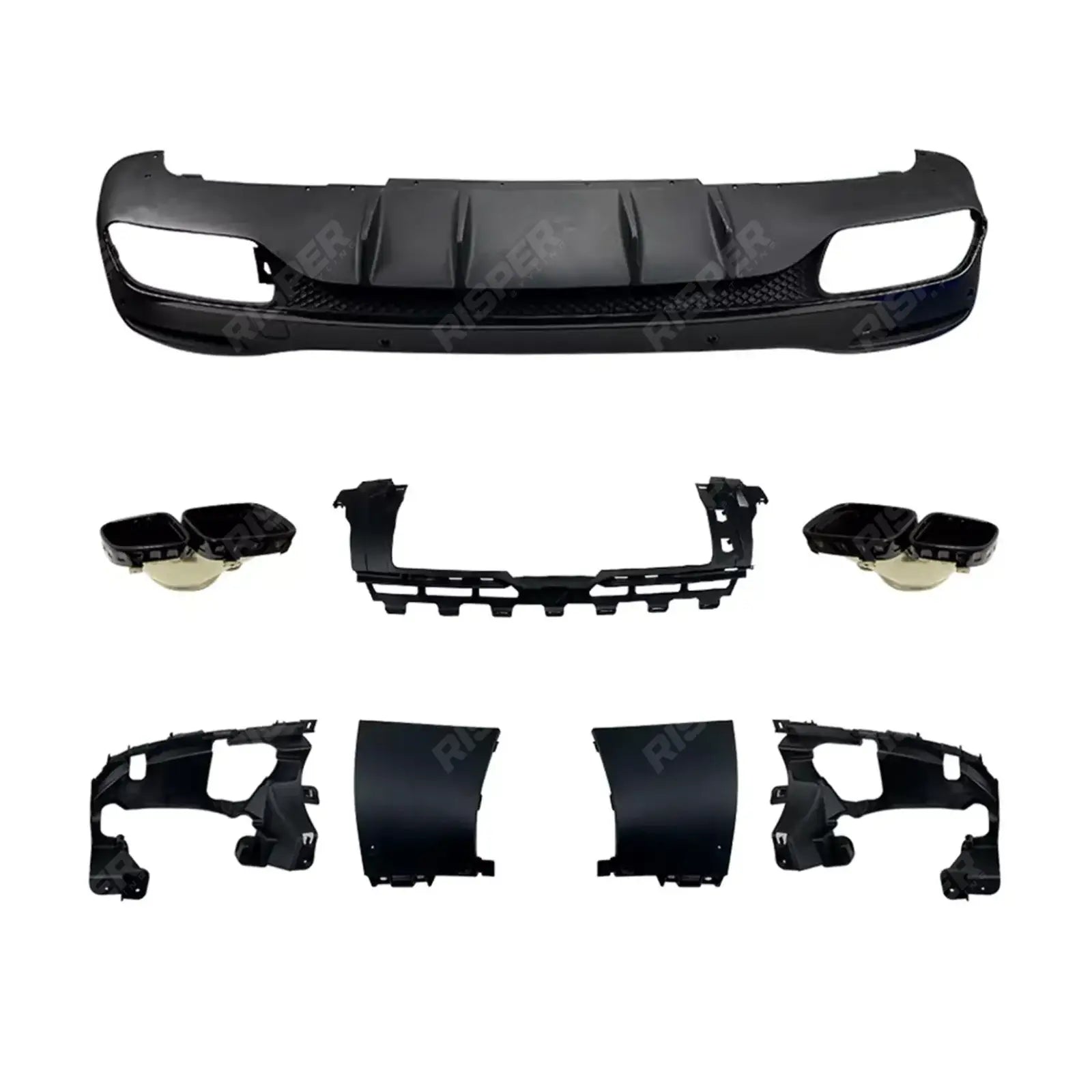 Mercedes GLE W167 2019+ AMG Line Rear Diffuser With Tips In Gloss Black Diffuser