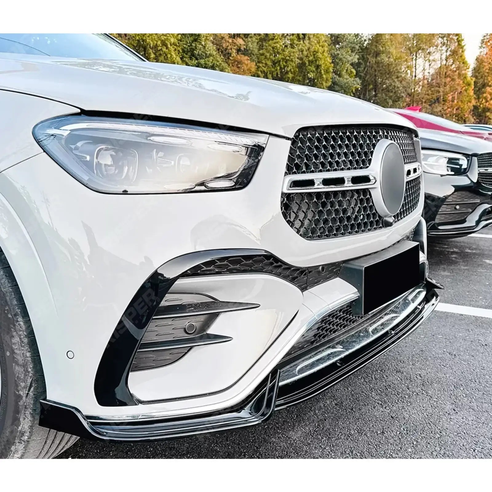Mercedes GLE W167 C167 2024+ AMG Line Facelift Front Splitter In Gloss Black Front Splitter