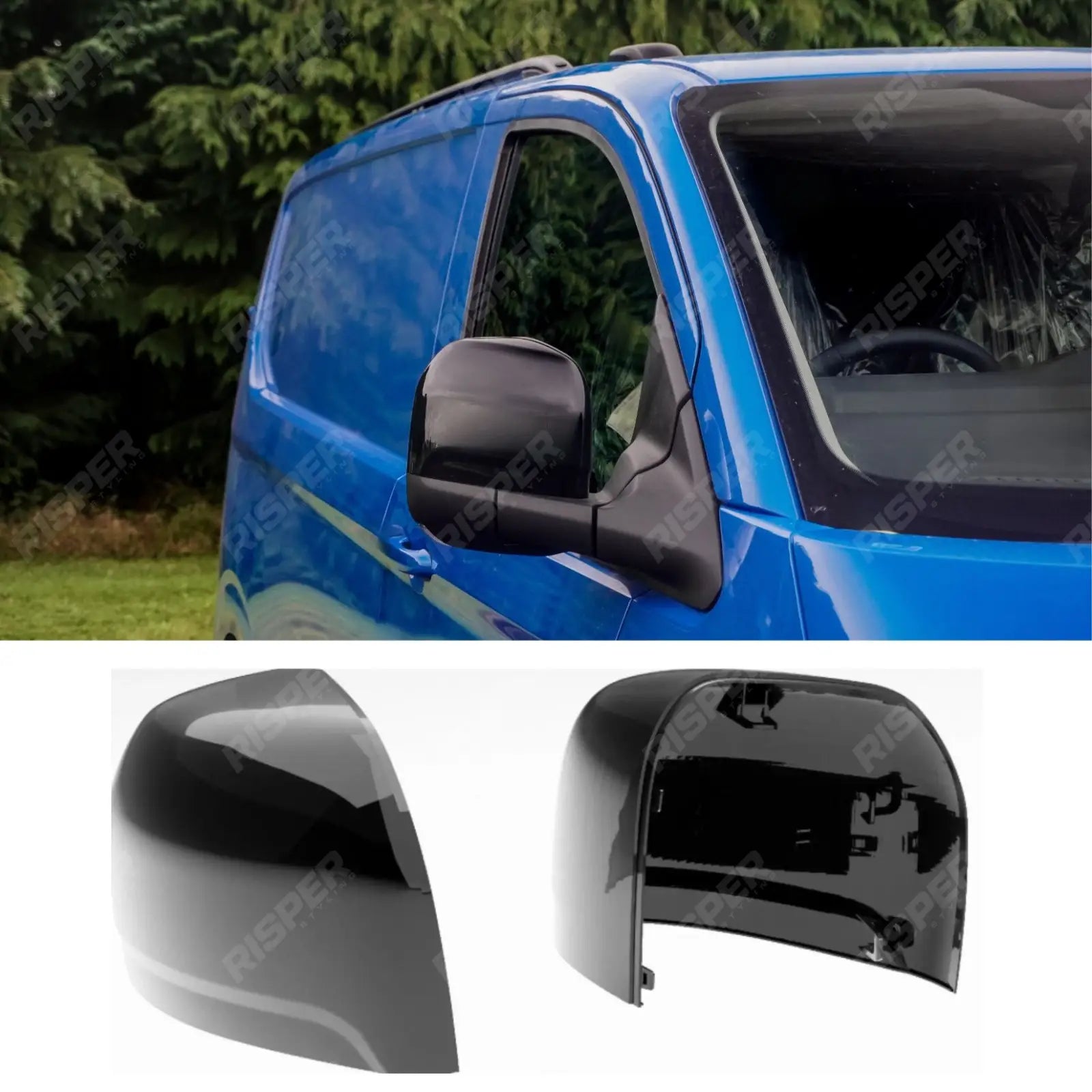 Volkswagen Transporter T7 2025+ Mirror Cap Replacement Covers In Gloss Black Mirror Covers Main image
