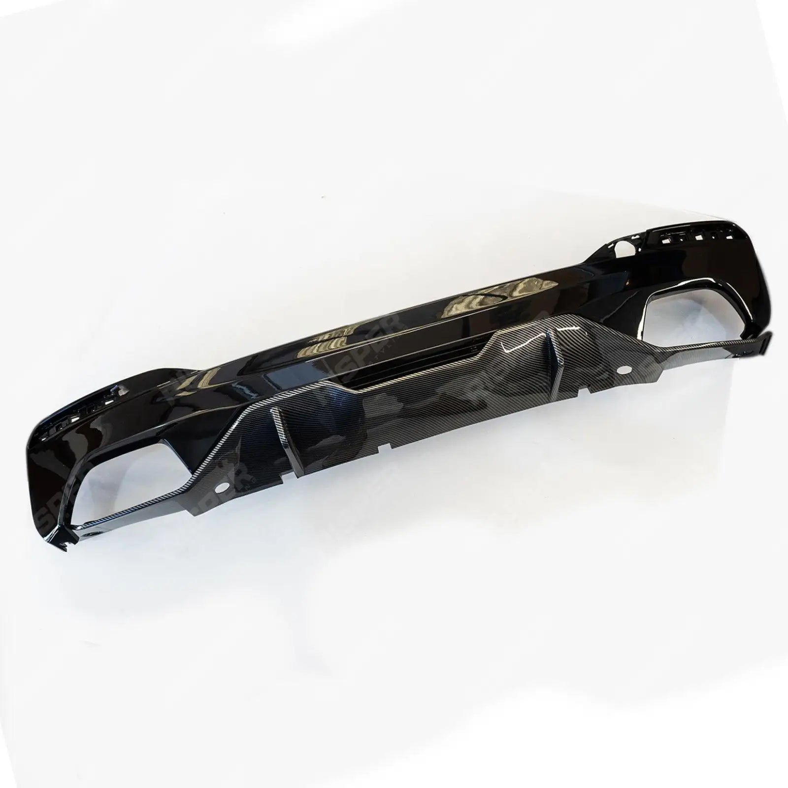 BMW 5 Series M Sport G30 G31 (pre LCI 2017 - 2020) MP Rear Diffuser - Dual Exit Gloss Black & Carbon Look Main image
