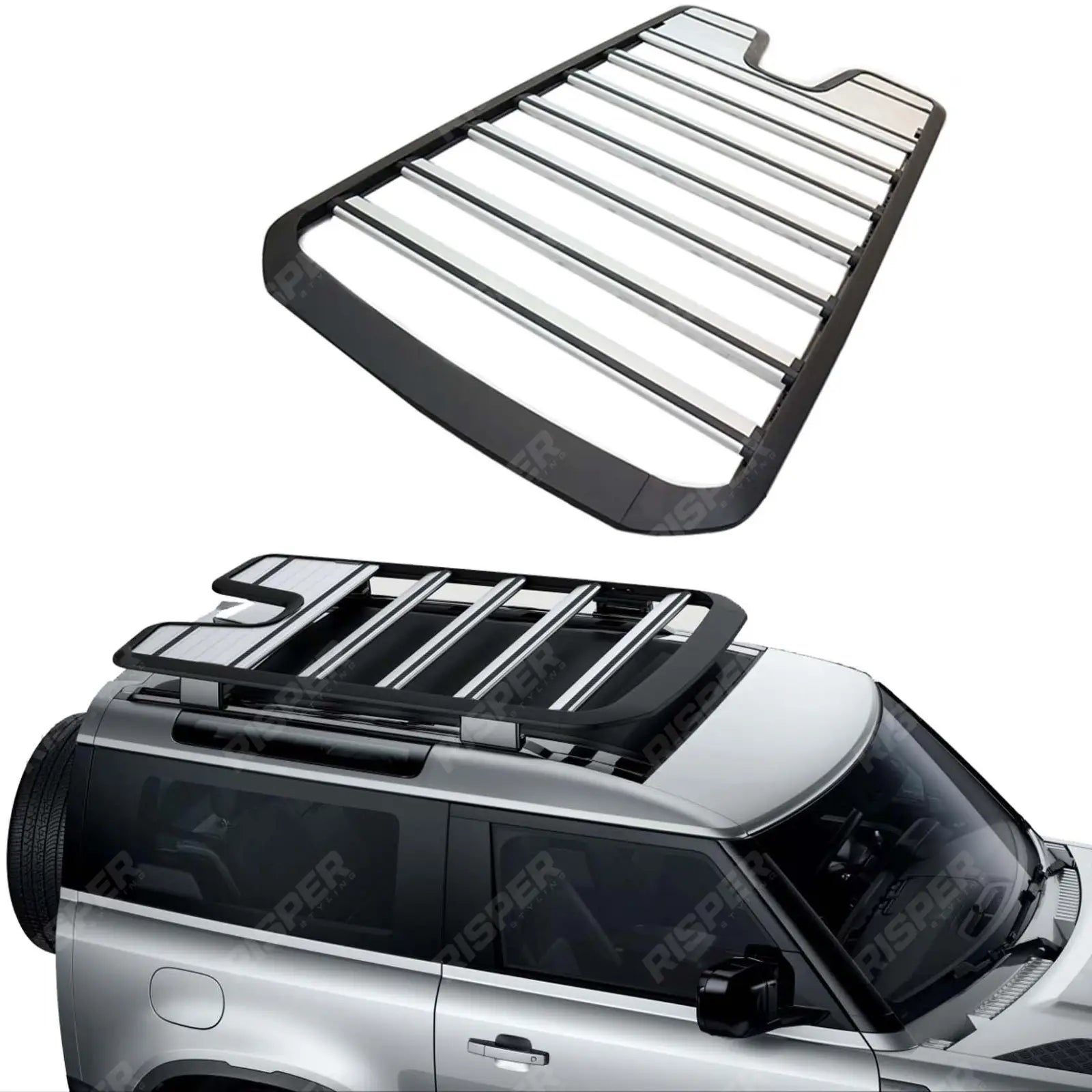 Land Rover Defender 90 L663 2020 On OE Style Silver Roof Rack Main image