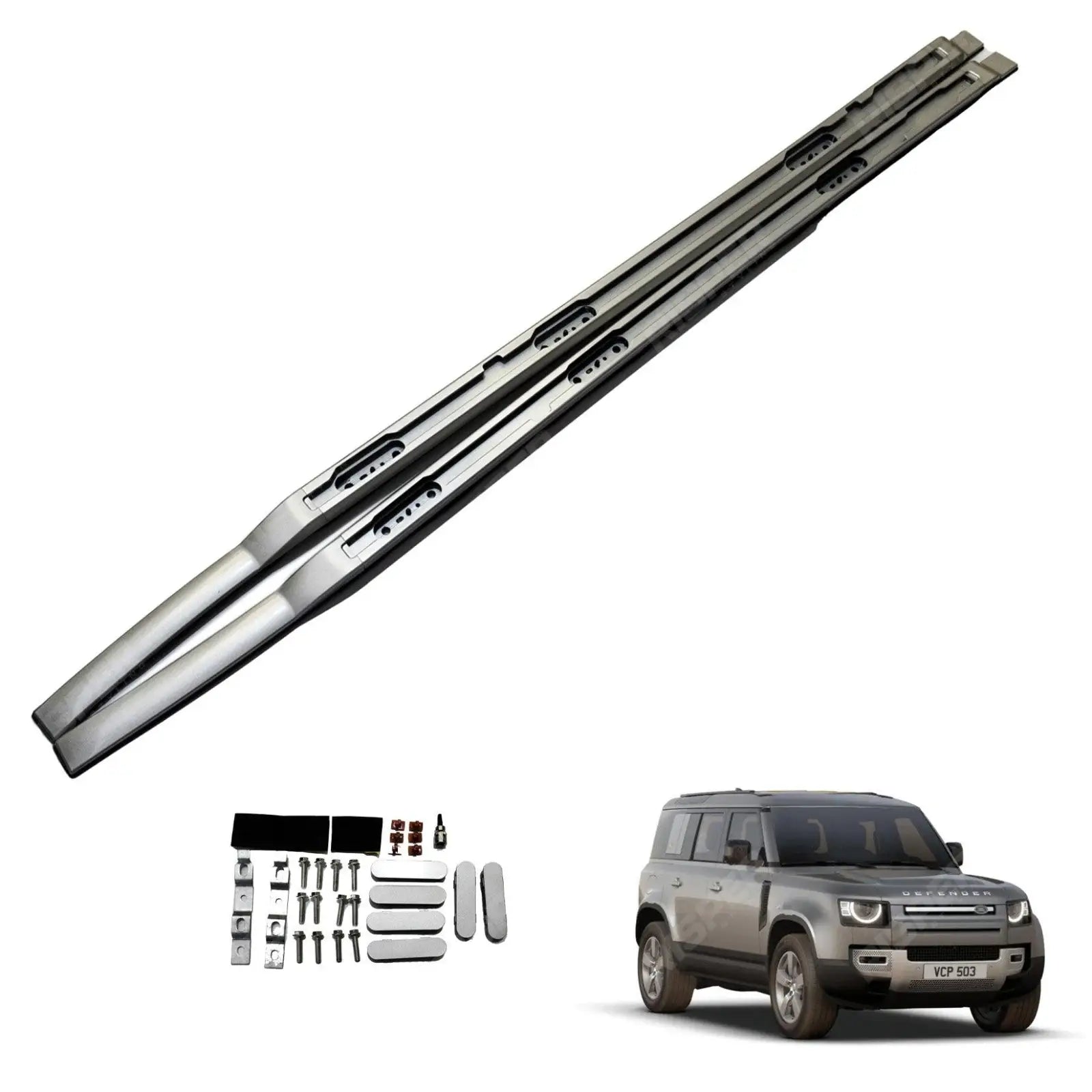 Land Rover Defender 110/130 L663 2020 On OE Style Silver Roof Rail Pair Main image