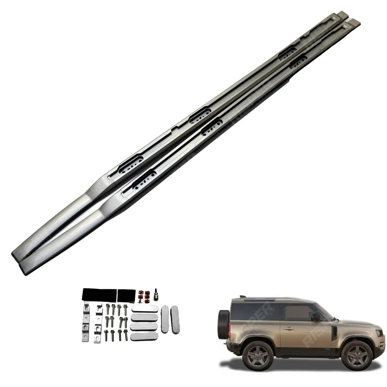 Land Rover Defender 90 L663 2020 On OE Style Silver Roof Rail Pair Main image