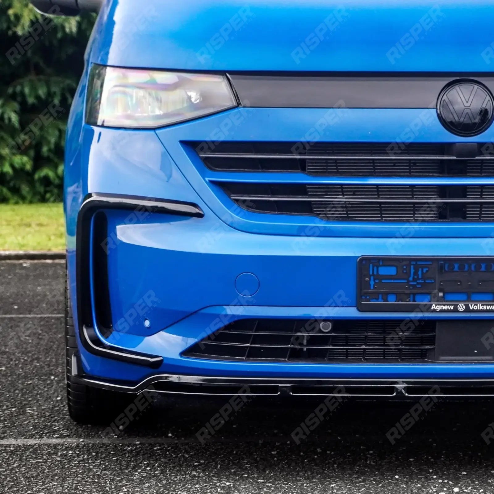 Volkswagen Transporter T7 2025 on Outer Canard Loops In Gloss Black Front Splitter