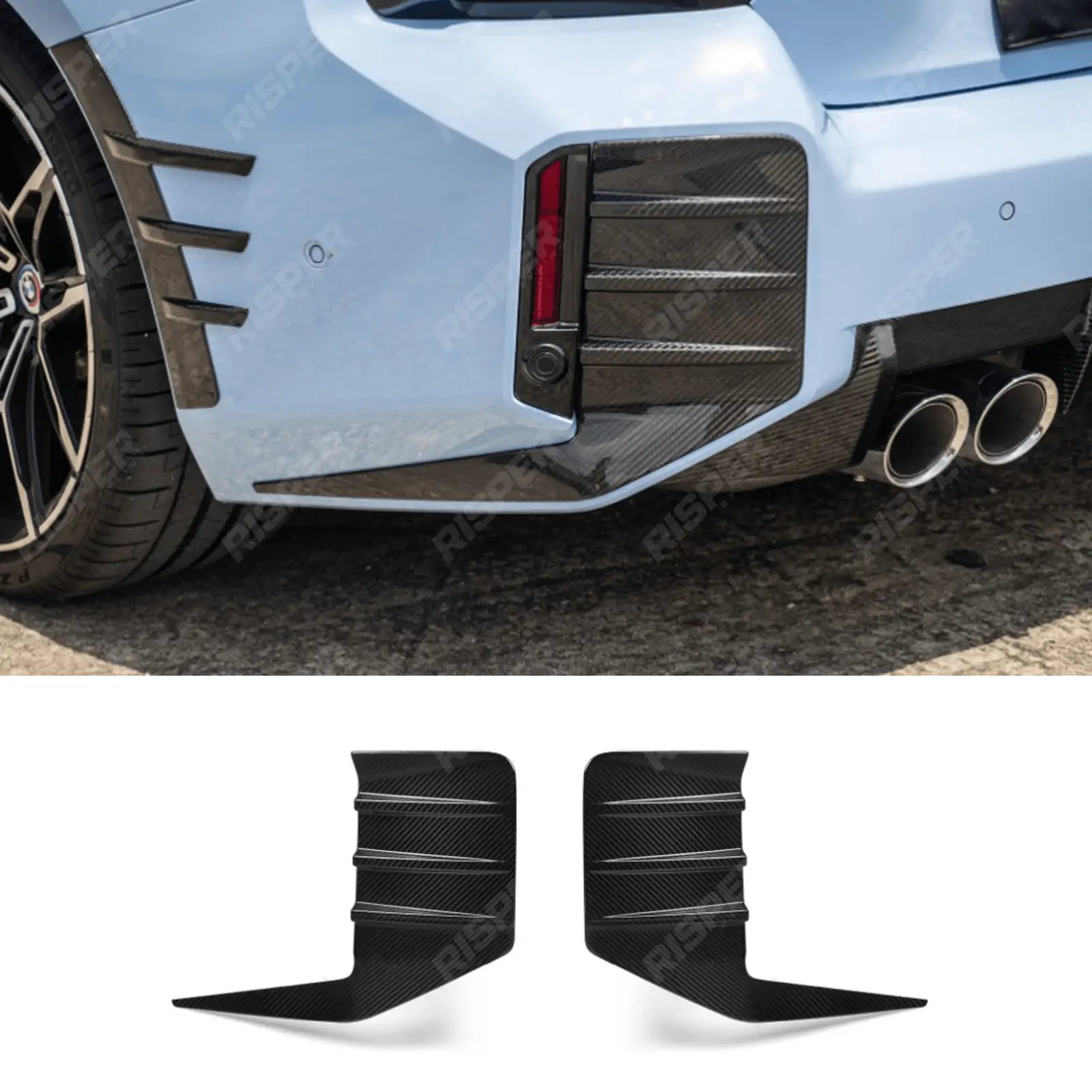 BMW M2 G87 2023+ Pre Preg Carbon Fibre Rear Bumper Inserts Main image