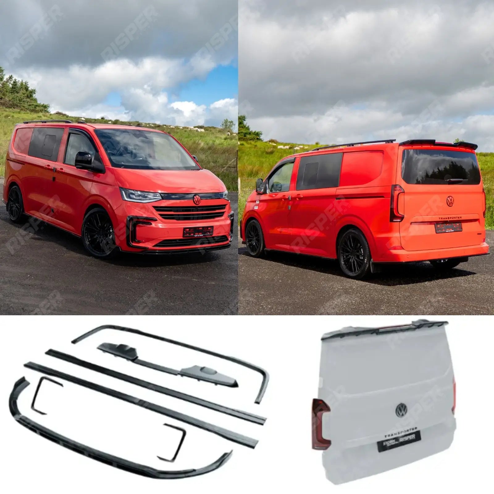 Premium Aero Kit In Gloss Black For Volkswagen Transporter T7 SWB TAILGATE 2025 on - Aero Kit