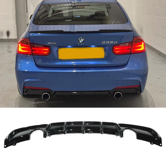 Bmw F30 F35 M Sport Single Tip Twin Exit Rear Diffuser In Gloss Black