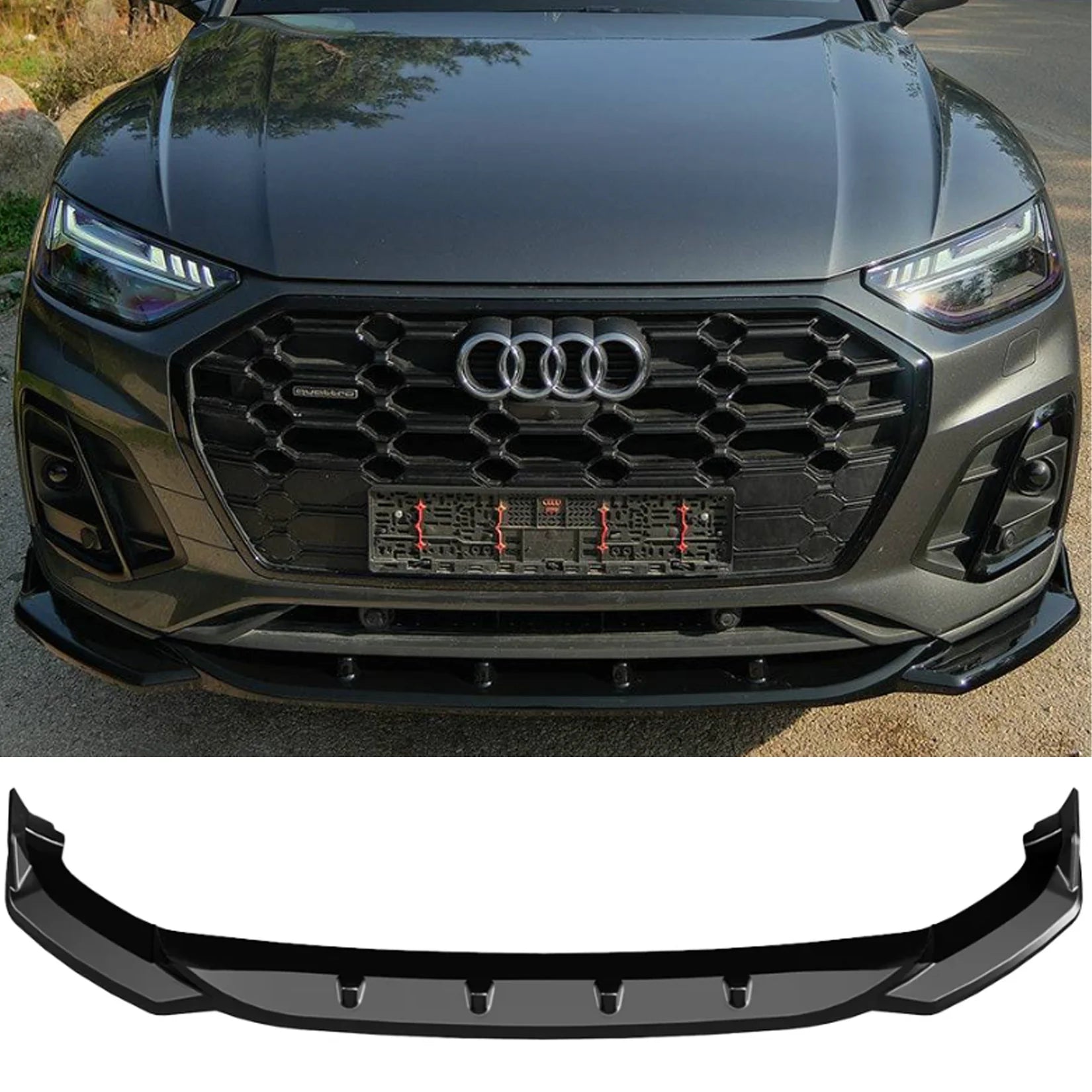 Audi SQ5 / Q5 S - Line Mk2 Facelift 2020 - 2024 Front Splitter In Gloss Black