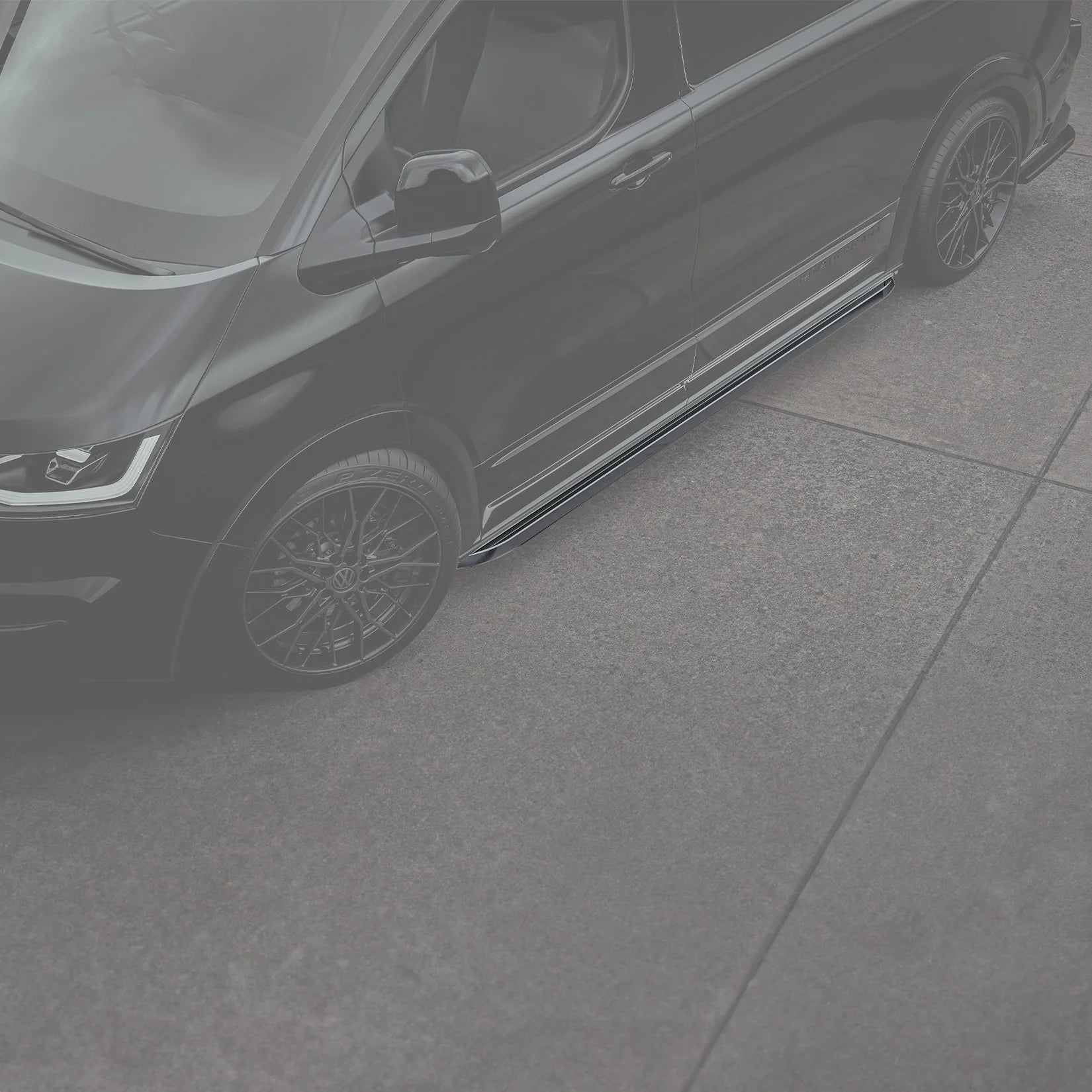 Volkswagen Transporter LWB T7 2025 On Trapezoid Side Bars In Stainless Steel