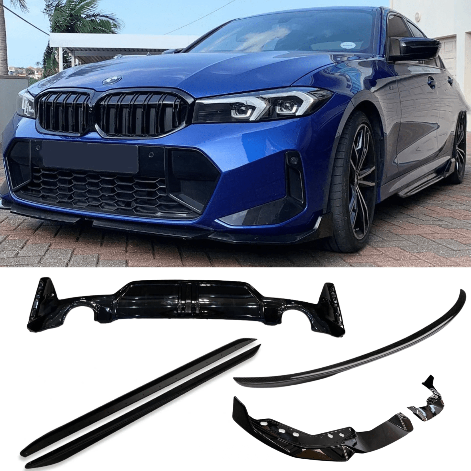 BMW 3 Series G20 M Sport LCI Aero Kit In Gloss Black