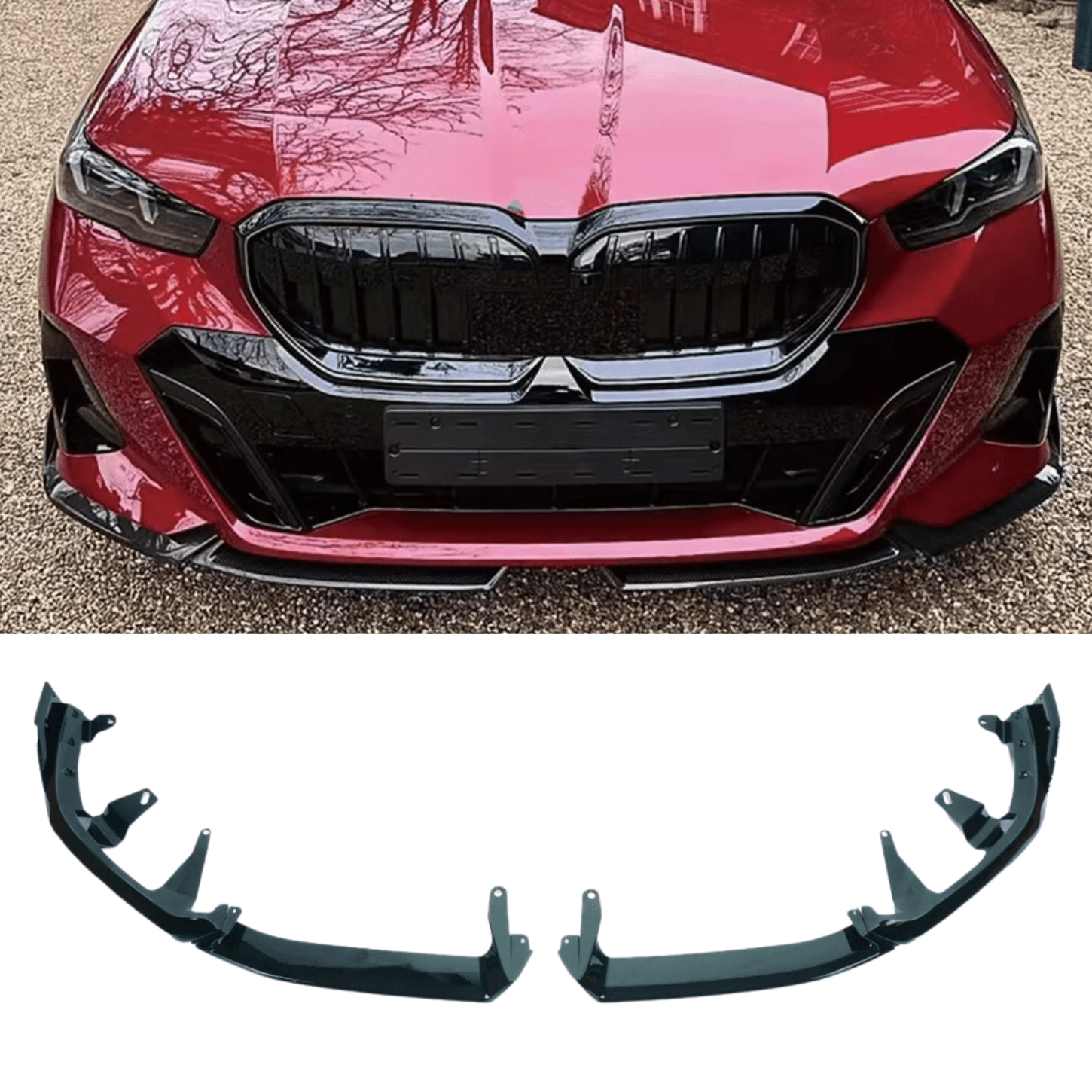 Bmw 5 Series G60 G68 M Sport Front Splitter In Gloss Black