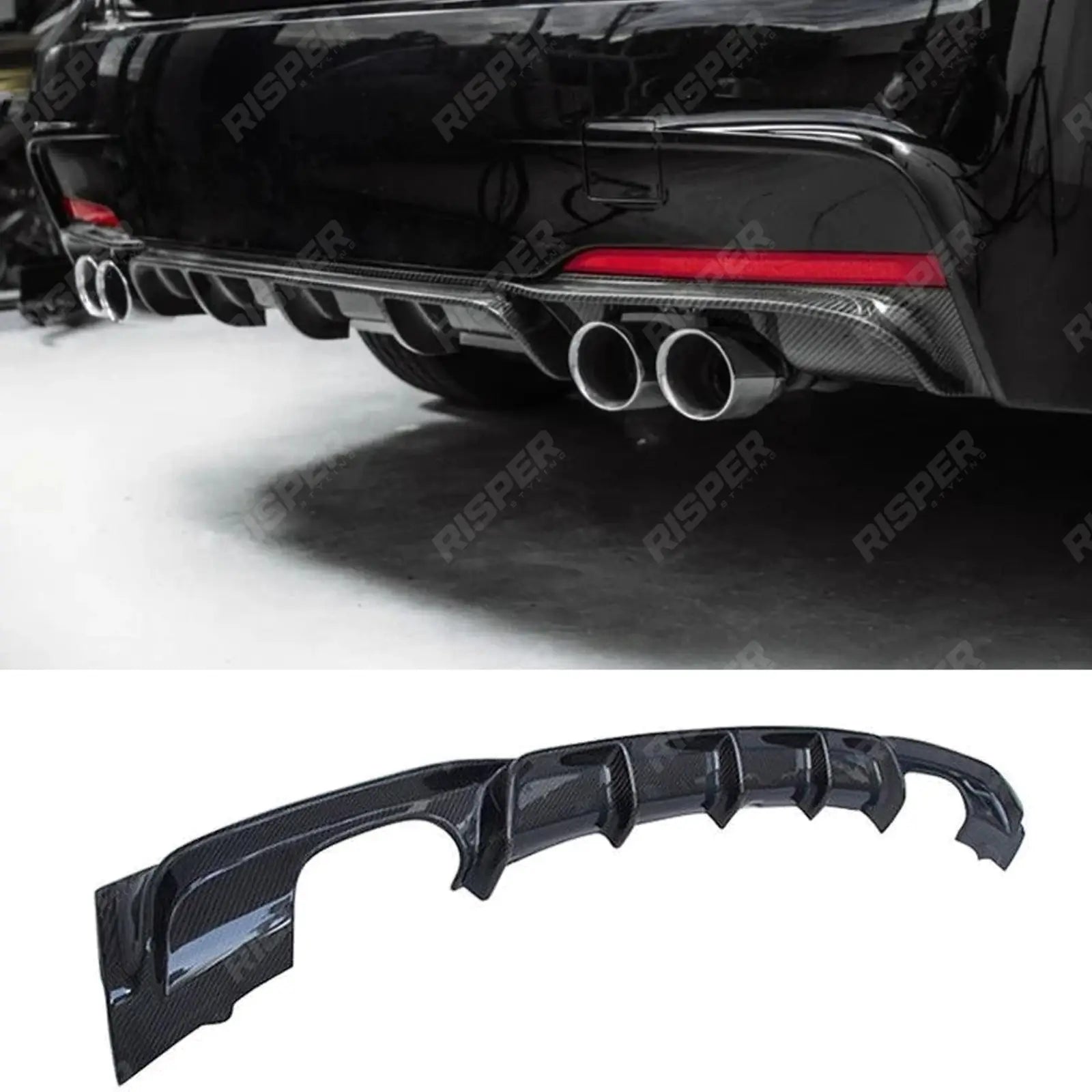 Bmw F30 F35 M Sport Quad Exit Rear Diffuser - Carbon Look Main image