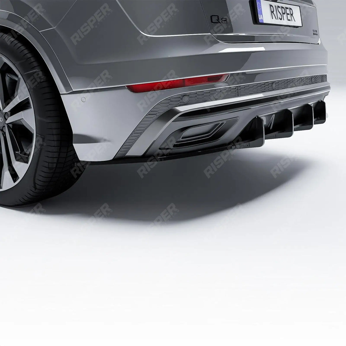 Audi Q8 S - LINE 2018 on Gloss Black Rear Blade Diffuser