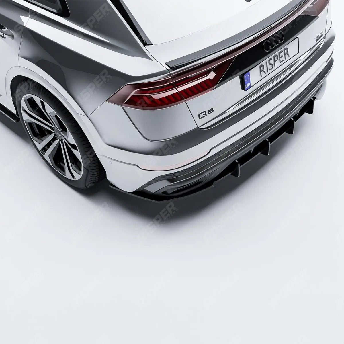 Audi Q8 S - LINE 2018 on Gloss Black Rear Blade Diffuser
