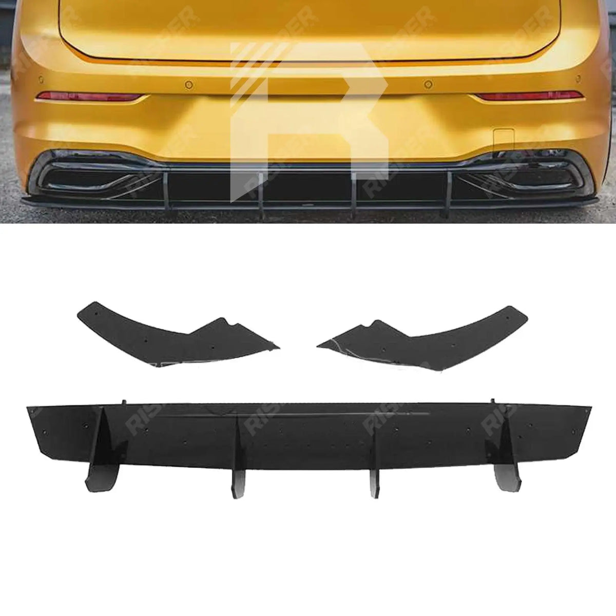 Volkswagen Golf MK8 GTI 2020+ Gloss Black Rear Blade Style Diffuser & Side Splitters Main image
