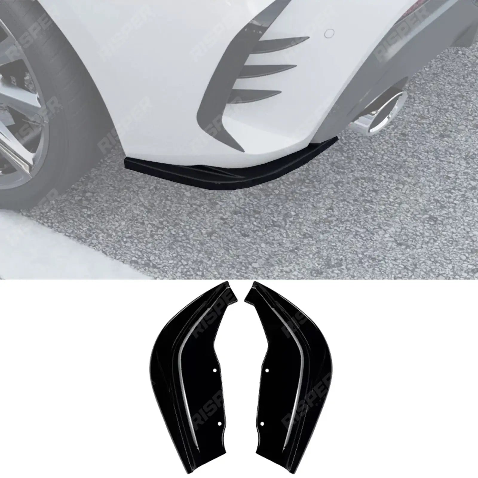 BMW 1 SERIES F40 M SPORT 2019-2024 REAR BUMPER CORNER SPLITTERS IN GLOSS BLACK Rear Side Splitters