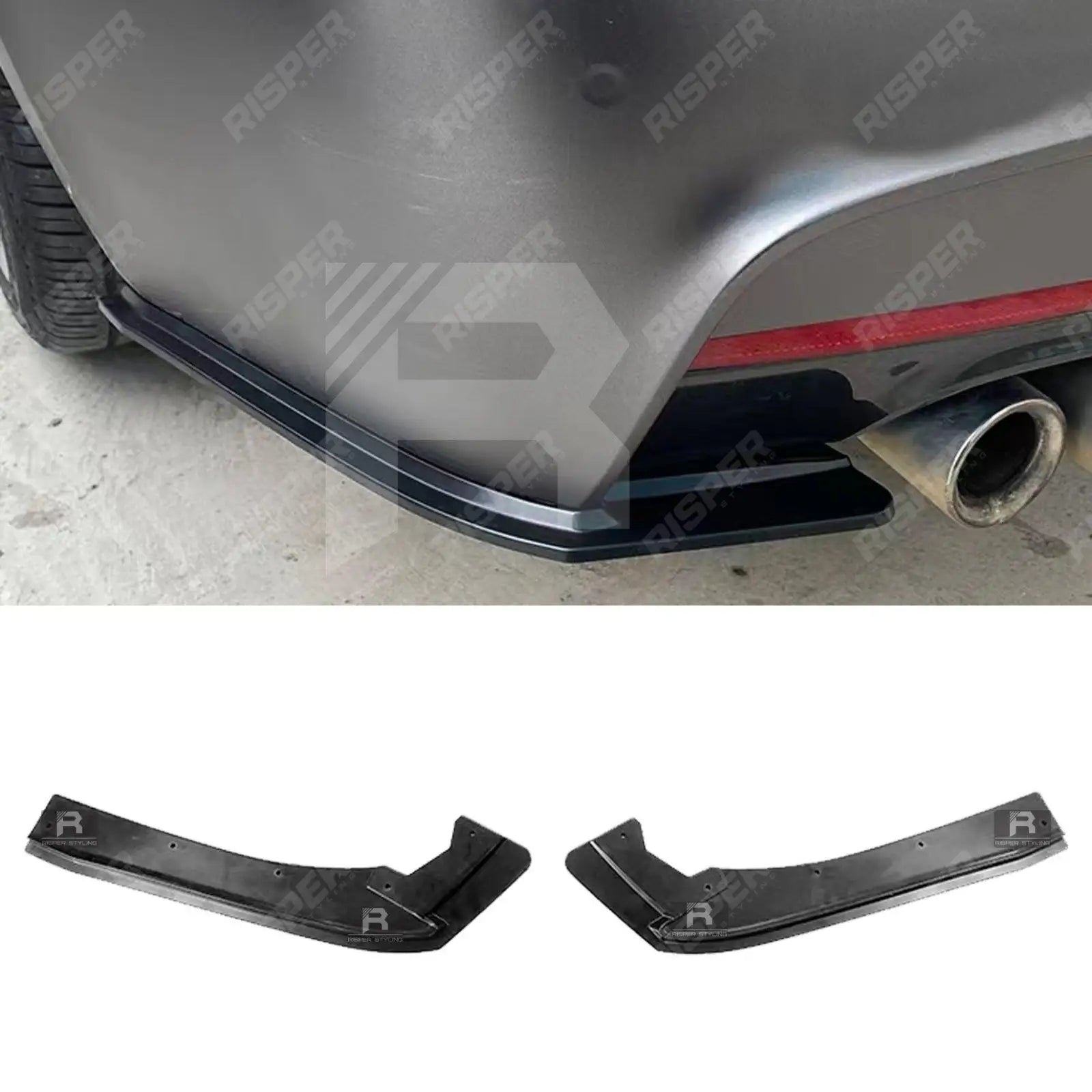 BMW 3 Series F30 M Sport 2012 - 2018 Gloss Black Rear Bumper Side Splitters Main image