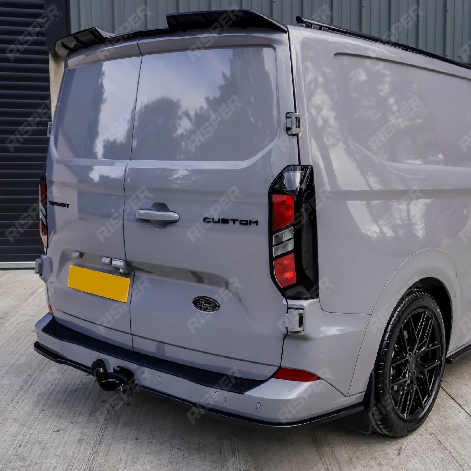 Ford Transit Custom MK2 2024 On Rear Bumper Splitter In Gloss Black 3 Piece Rear Bumper Splitters
