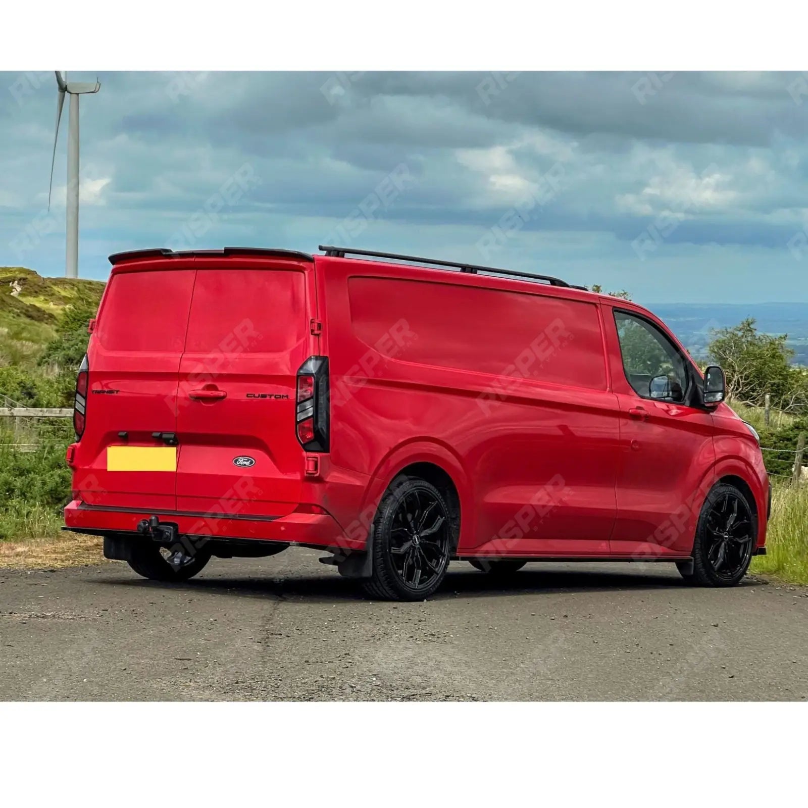 Ford Transit Custom MK2 2024 On Rear Bumper Splitter In Gloss Black 3 Piece Rear Bumper Splitters