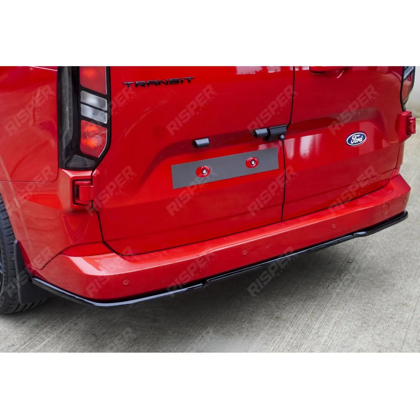 Ford Transit Custom MK2 2024 On Rear Bumper Splitter In Gloss Black 3 Piece Rear Bumper Splitters