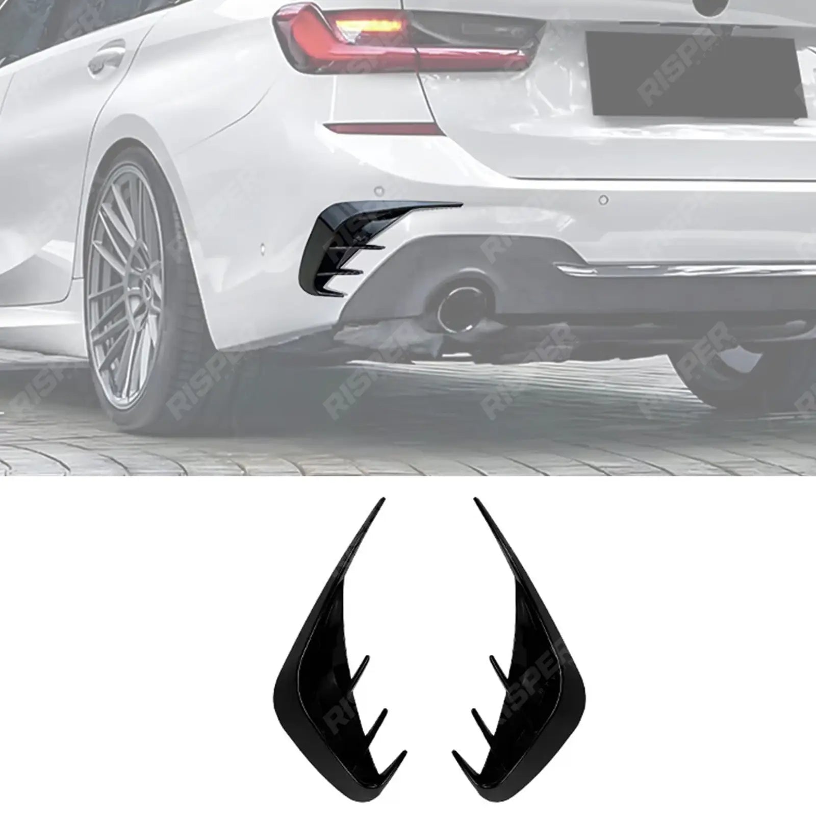 BMW 3 SERIES TOURING G21 2019-2022 REAR BUMPER SPORT VENTS IN GLOSS BLACK Body Trims Main image