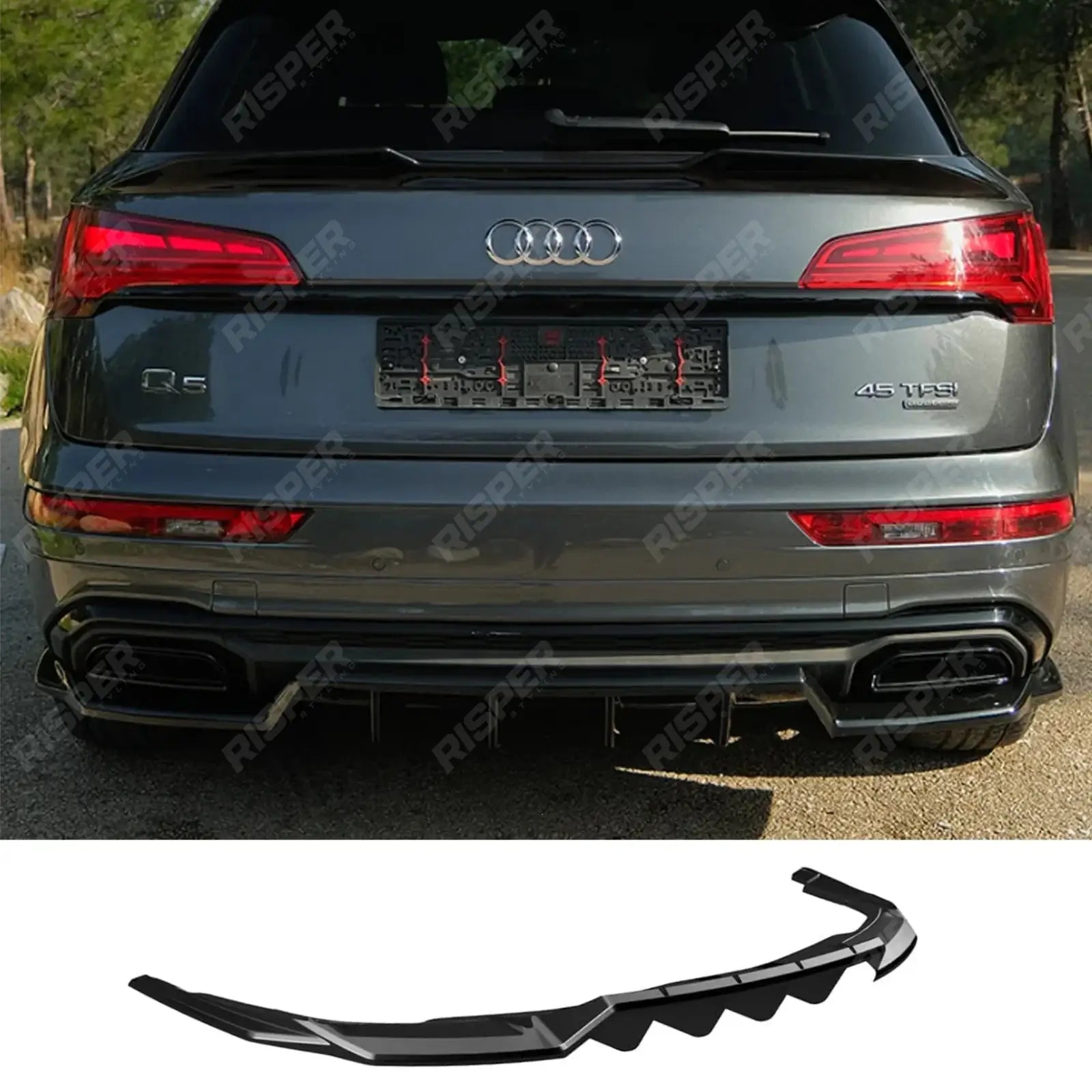 Audi Q5 S - Line Mk2 Facelift 2020 - 2024 Rear Centre Splitters In Gloss Black (2 Pcs) Main image