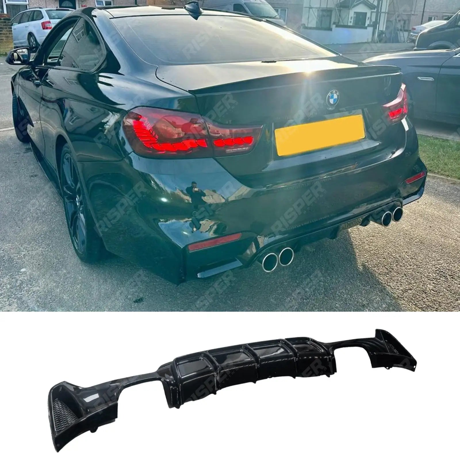Bmw 4 Series F32 F36 M Sport 2014 - 2020 Rear Diffuser 00__00 In Gloss Black Main image